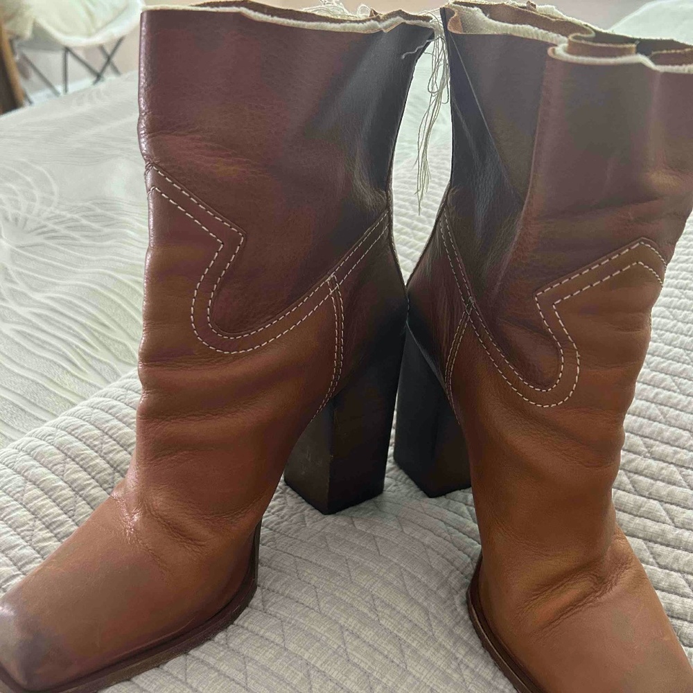 Saint Laurent Jodi Western Raw Cut Boots
